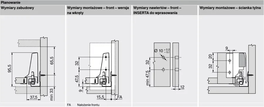 Szuflada TANDEMBOX ANTARO z hamulcem / wys. M=83 mm / dł. 60 cm / 65 kg / biały