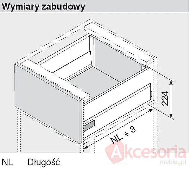 Szuflada Tandembox INTIVO Wys.D=198mm dł.35cm 30kg BIAŁA HAMULEC