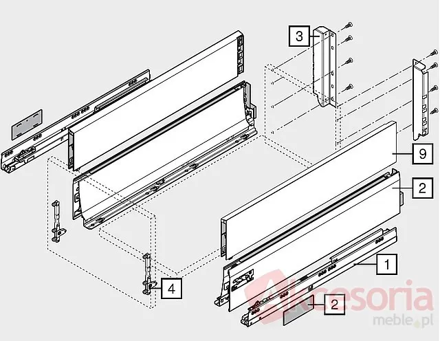 Szuflada Tandembox INTIVO Wys.D=198mm dł.35cm 30kg BIAŁA HAMULEC