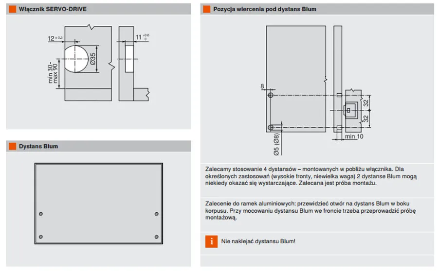 Aventos HK Siłowniki 20K2500+BIAŁE Zaślepki -  Front Uchylny