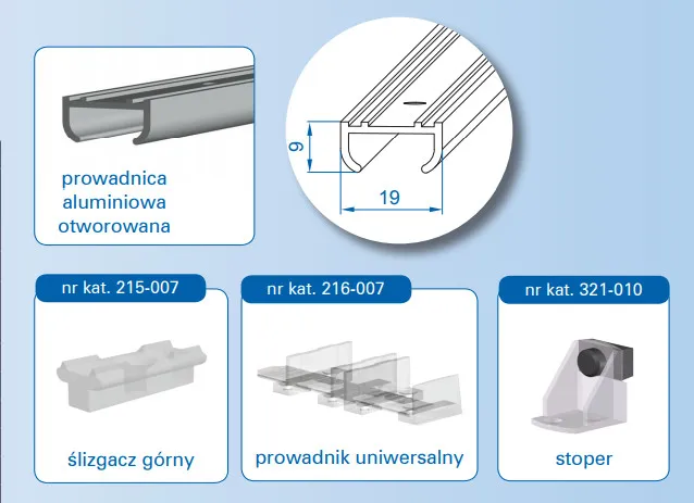 Zestaw APIS AP10 do 2 drzwi przesuwnych / dł. 100 cm / 9 kg
