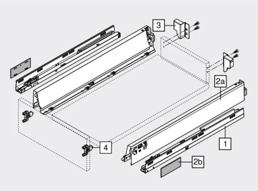 Szuflada TANDEMBOX ANTARO z hamulcem / wys. N=68 mm / dł. 45 cm / 30 kg / biały