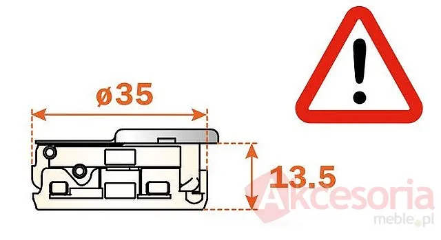 Głębokość puszki Zawias C7A6AD9 Silentia Cichy Domyk Do Drzwi Nakładanych