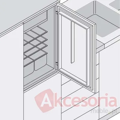 Zawias do lodówki MODUL + prowadnik z Expando - nikiel / 95° / ze sprężyną / drzwi nakładane / puszka: na wkręty