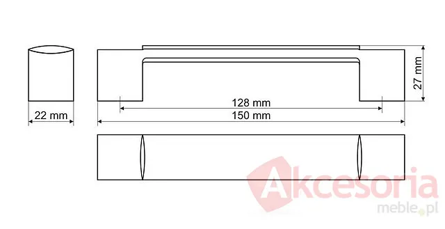 Uchwyt UU30 nikiel szczotkowany rozstaw 160mm(W)