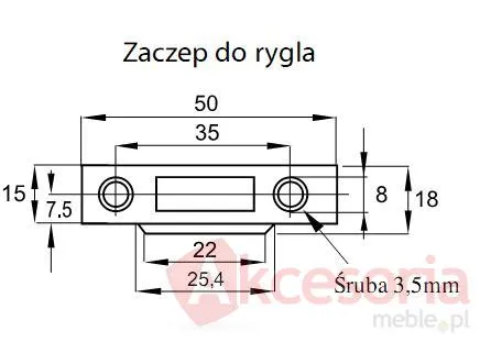 Zaczep do rygla Zamek zatrzaskowy kwadratowy Siso X-856M / niklowany / fi 19 mm 