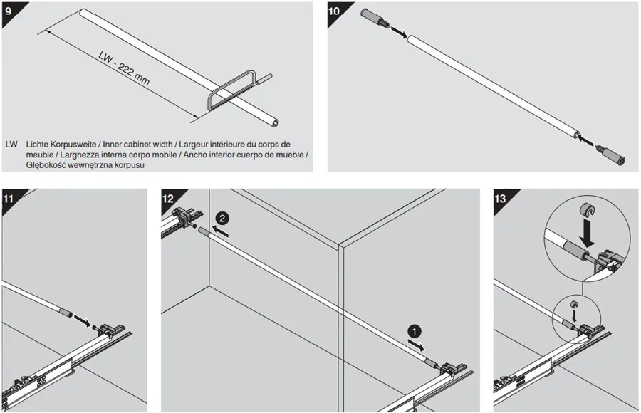 Stabilizacja Do Prowadnic Tandem 550H o dł.43,5-65cm z BLUMOTION
