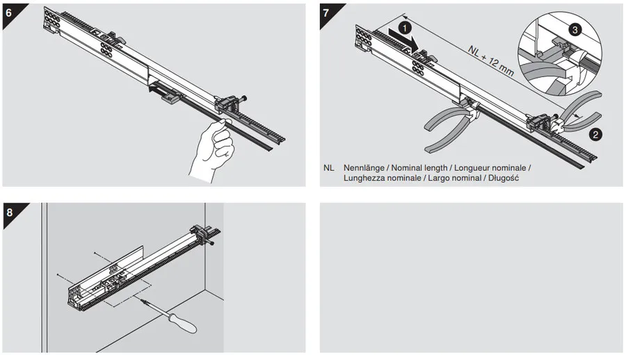 Stabilizacja Do Prowadnic Tandem 550H o dł.43,5-65cm z BLUMOTION