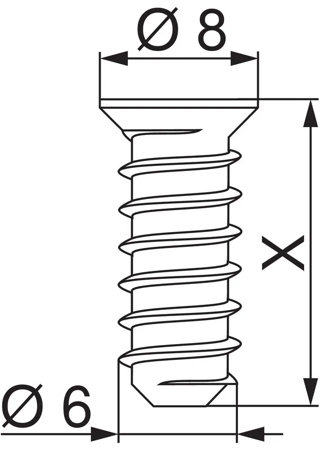 Wkręt EURO 661 / fi 6 mm / dł. 10 mm / łeb wpuszczany