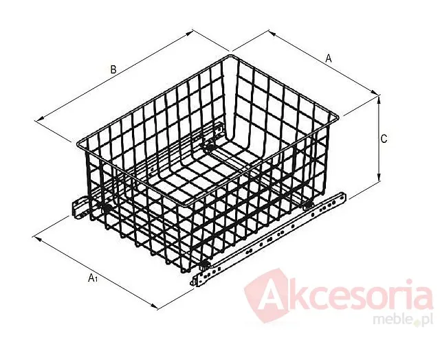Rys. techniczny Szuflada MD Wewnętrzna 30 Metal lakier srebrny wys. 150mm