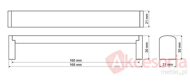 Reling RE21 ZnAl Stal Nikiel Szczotkowany Rozstaw 160 mm