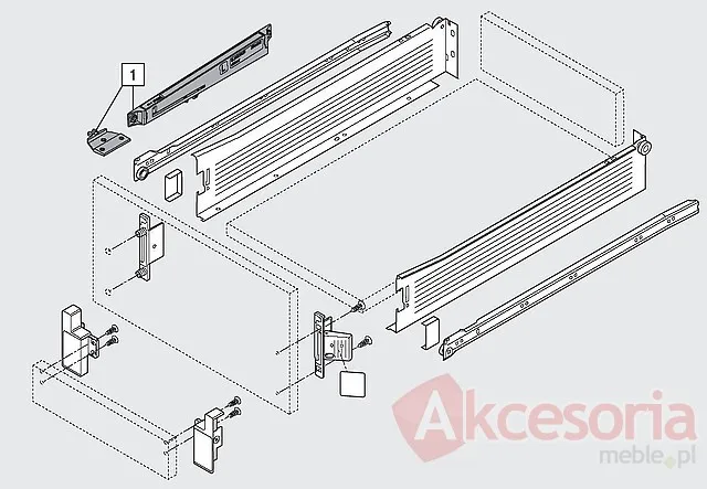 Szuflada METABOX 320M z hamulcem / wys. M=86 mm / dł. 50 cm / 25 kg / wysuw 75% / kremowy