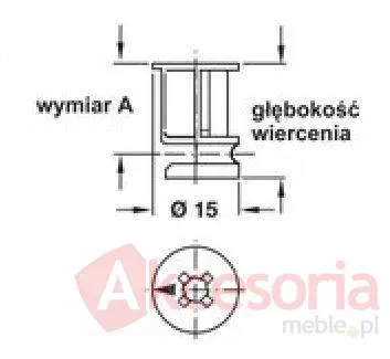 Rys. techniczny Złączka MINIFIX 15 bez kołnierza / płyta od 23 mm