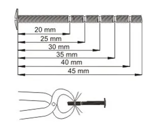 Wkręt uchwytu uniwersalny Siso M4 do przycięcia - jasny ocynk / dł. 45 mm
