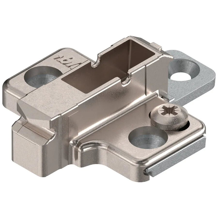 Prowadnik 2-częściowy do zawiasu CLIP - nikiel / dyst. 6 mm / wys. 14.5 mm / regul. wysokości / Euro