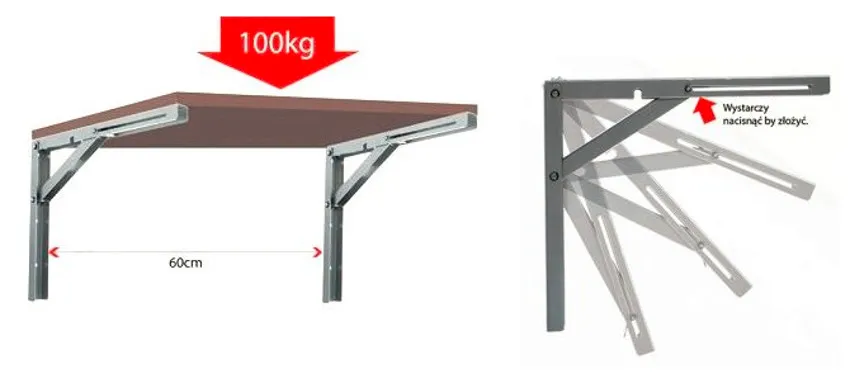 Wspornik składany pod półkę Airtic - biały / L-300