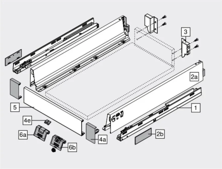 Szuflada wewnętrzna TANDEMBOX ANTARO z hamulcem / wys. M=83 mm / dł. 55 cm / 30 kg / szary
