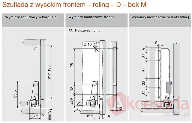 BOXSIDE Metal Z37A SZARY Do ANTARO Dł.50cm Wys.D 2szt+Mocowanie