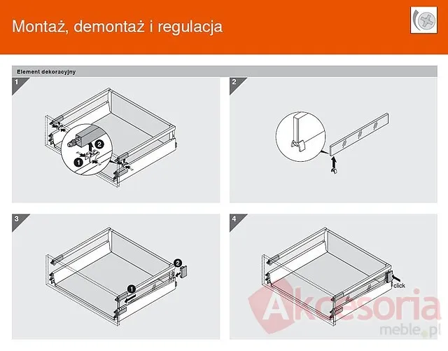 BOXSIDE Metal Z37A BIAŁY Do ANTARO Dł.65cm Wys.D 2szt+Mocowanie