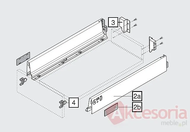 Szuflada INTIVO Wys.M=83mm dł.50cm 50kg INOX TIP-ON Blum