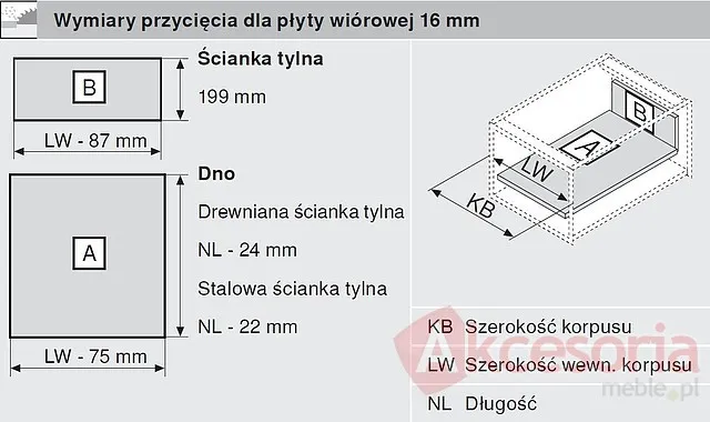 Tandembox ANTARO Wys.D=M+1Reling Dł.50cm/Szer.60cm SZARA Hamulec