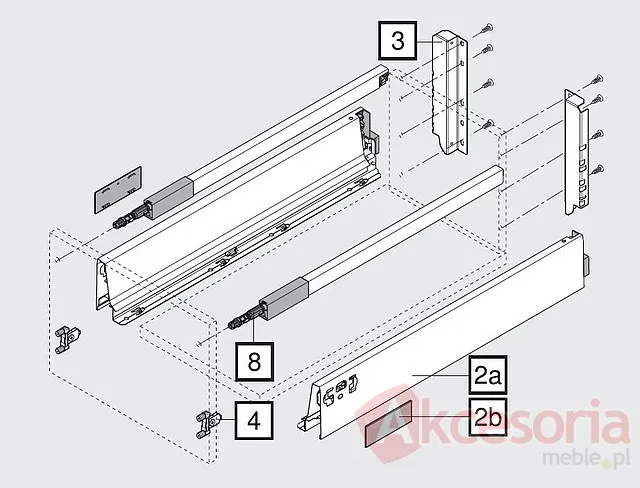 Tandembox ANTARO Wys.D=M+1Reling Dł.55cm/Szer.40cm SZARA Hamulec
