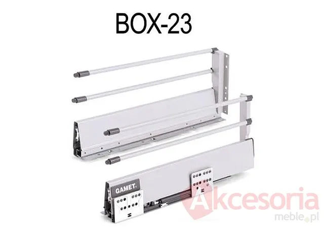 Szuflada Gamet Box Wys=218mm Gł.40cm+2relingi SZARA