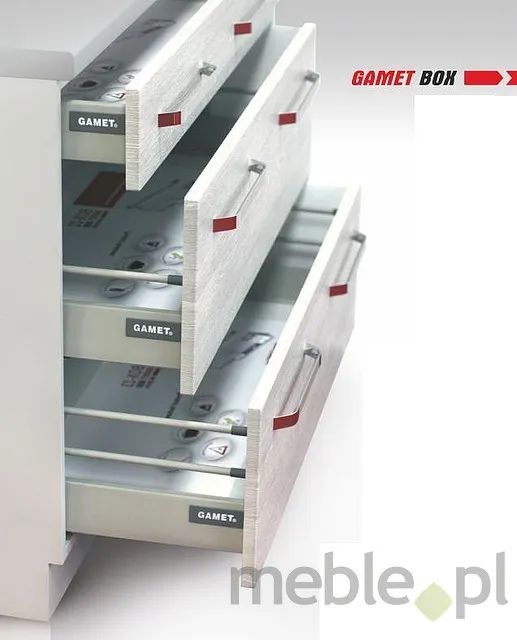 Szuflada Gamet Box Wys=218mm Gł.45cm+2relingi SZARA