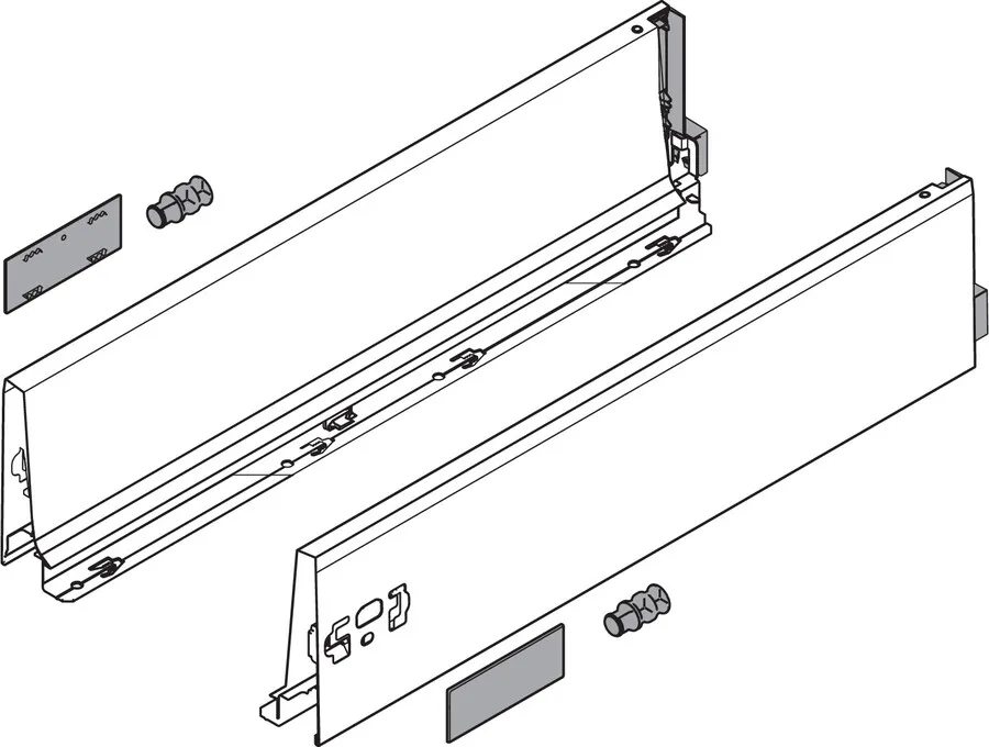 Boki TANDEMBOX ANTARO / wys. K=115 mm / dł. 50 cm / szary