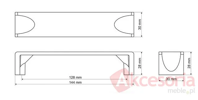 Uchwyt UU34 nikiel satynowy rozstaw 320mm