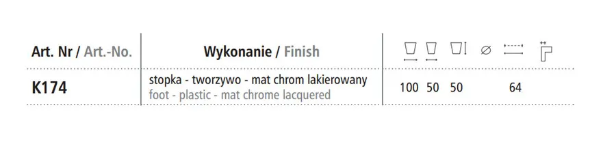 Nóżka K174 - chrom mat lakier / wys. 5 cm