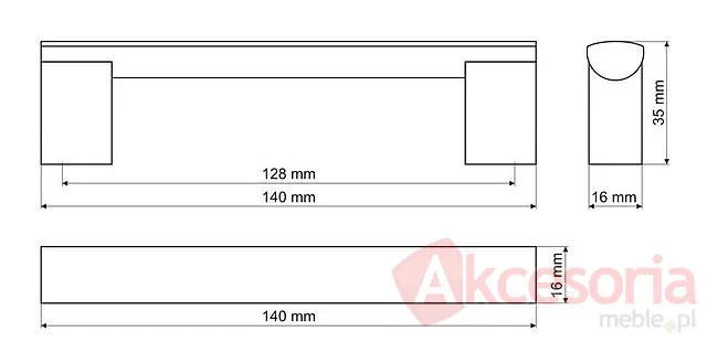 Uchwyt UA55 rozstaw 160 mm nikiel szczotkowany
