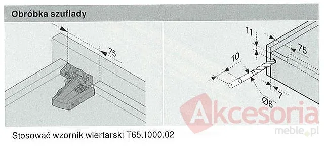 Prowadnica MOVENTO z Hamulcem 766H dł.65cm Wysuw 100% 60kg Blum