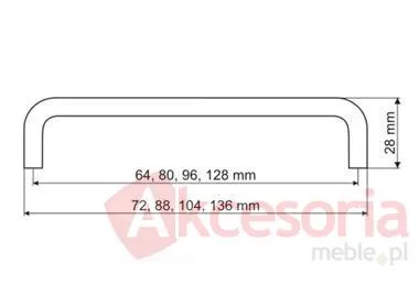 Uchwyt US10 chrom satynowy  Rozstaw 80mm