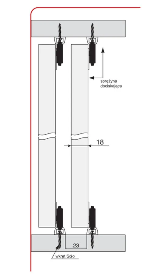 Zestaw SOLO Do 2 szt. Drzwi Przesuwnych dł.170 cm Srebrny 50 kg