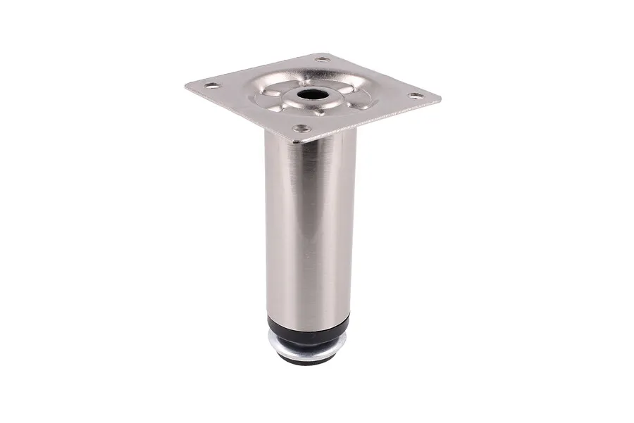 Nóżka okrągła D-737 z regulacją - stal szczotkowana / wys. 10 cm