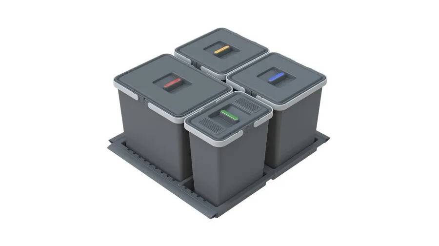 Sortownik na śmieci poczwórny METROPOLIS 60 cm PTC28060502F / 6 l + 2x10 l + 15 l
