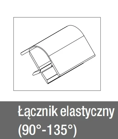 Elastyczny łącznik 90-135° do cokołu RAUBASE - stal szczotkowana / wys. 10 cm