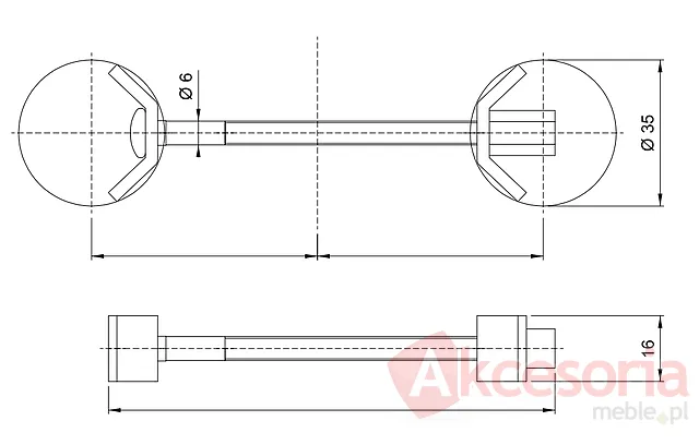 Złącze metalowe KDS-058 do łączenia blatów / dł. 6.5 cm