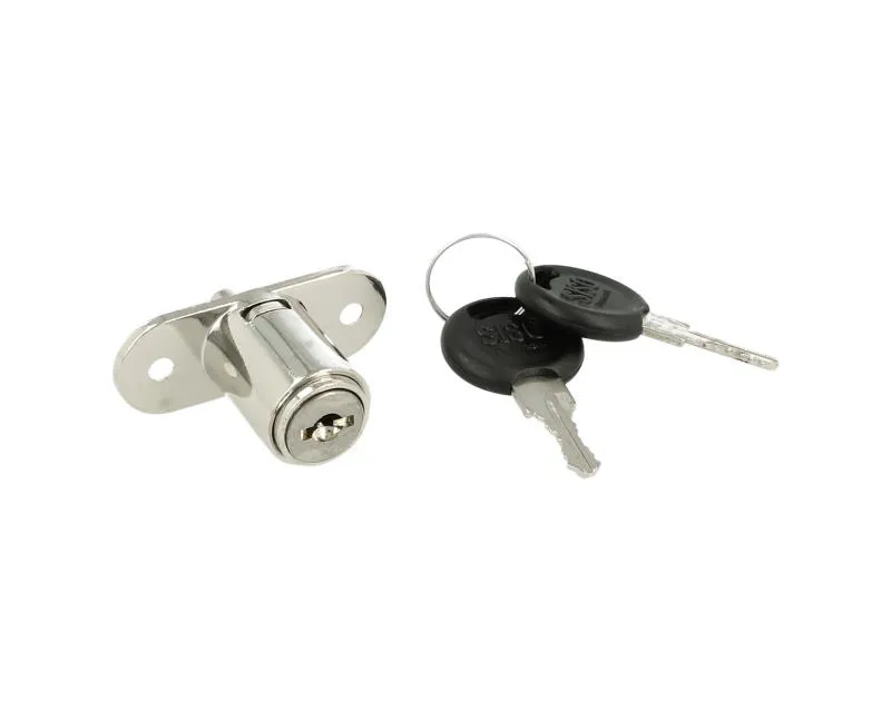 Zamek wciskany w systemie 1 klucza Siso X-1003 do drzwi przesuwnych - niklowany / fi 19 mm