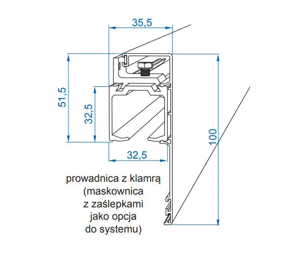 Zestaw HERKULES GLASS HG20 do 1 drzwi szklanych / dł. 200 cm / 100 kg