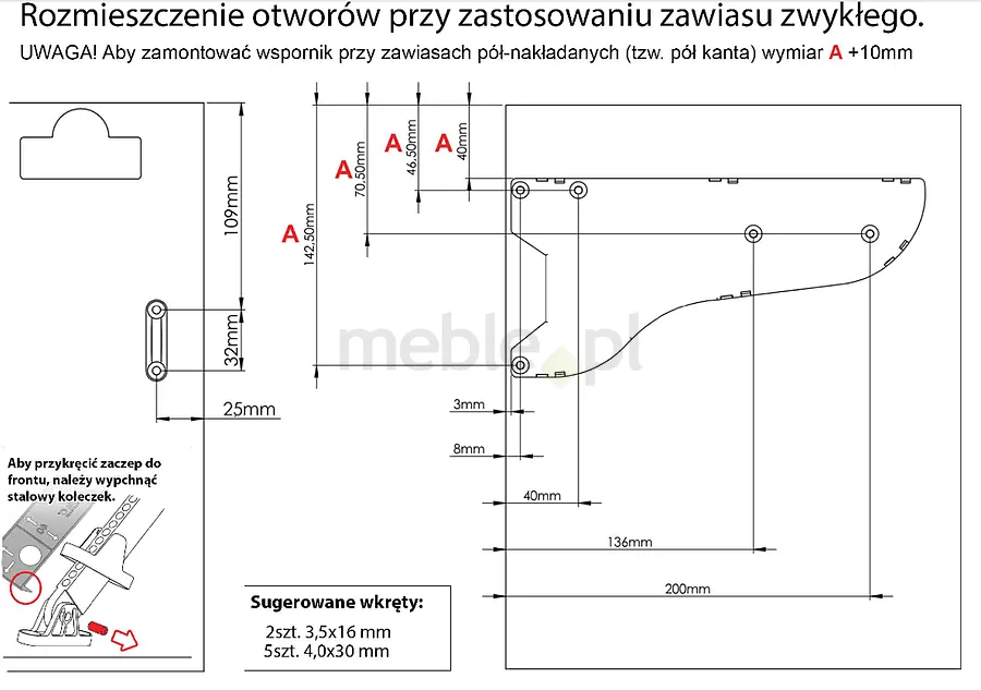 Podnośnik Frontu Meblowego kol.Szary Airtic Professional PRAWY