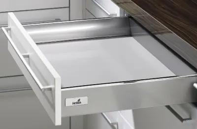 InnoTech SREBRNA h=70 gł=470 bez dna i tyłu Wysuw 100% Udźwig 30kg Hamulec