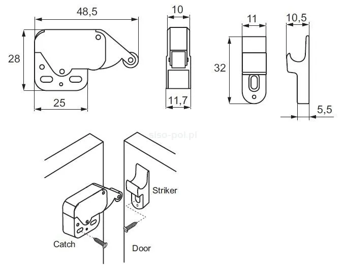 Zatrzask Siso MINI LATCH - biały
