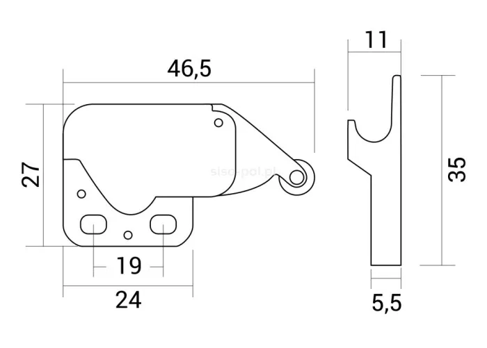 Zatrzask Siso MINI LATCH - ZnAl/rolka stalowa