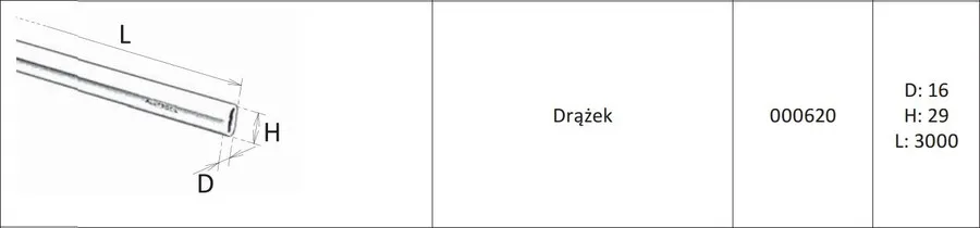 Drążek owalny zamknięty Aluprofil z nakładką - aluminium/biały / dł. 295 cm