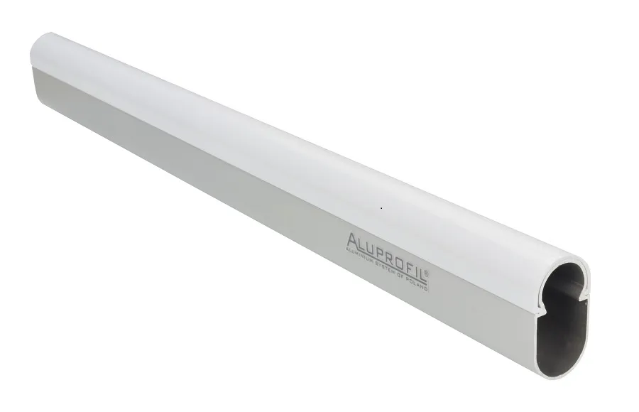 Drążek owalny zamknięty Aluprofil z nakładką - aluminium/biały / dł. 295 cm