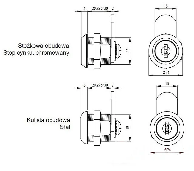Zamek ryglowy uniwersalny Siso X-1930 MASTER J11 - chrom / fi 19 mm