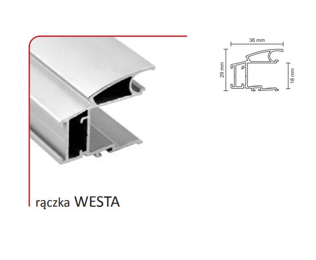 Rączka WESTA 18/P do drzwi przesuwnych - srebrny / dł. 270 cm