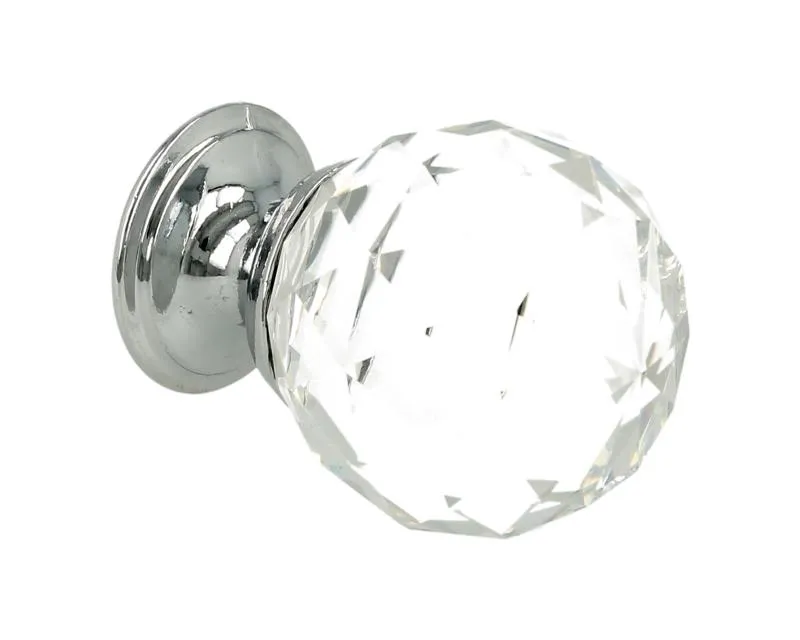 Gałka szklana GL01 - chrom połysk / fi 31 mm